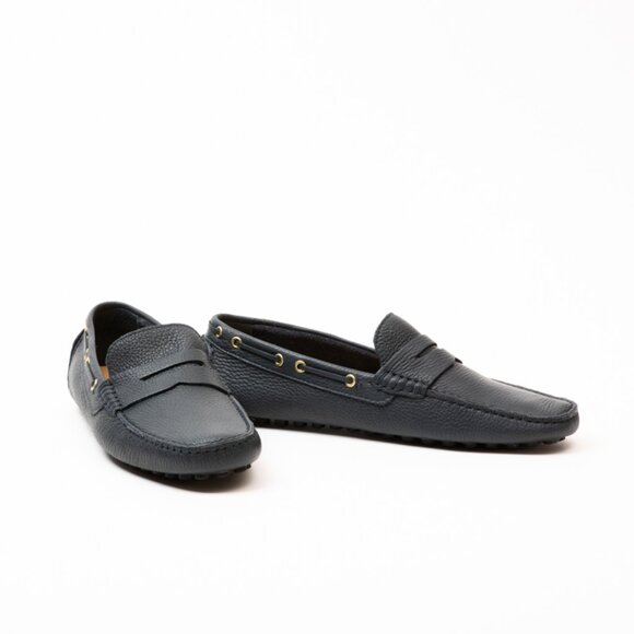 New 100% Italian Made Man Leather Driver, Veloce, Blue - Picture 3 of 5